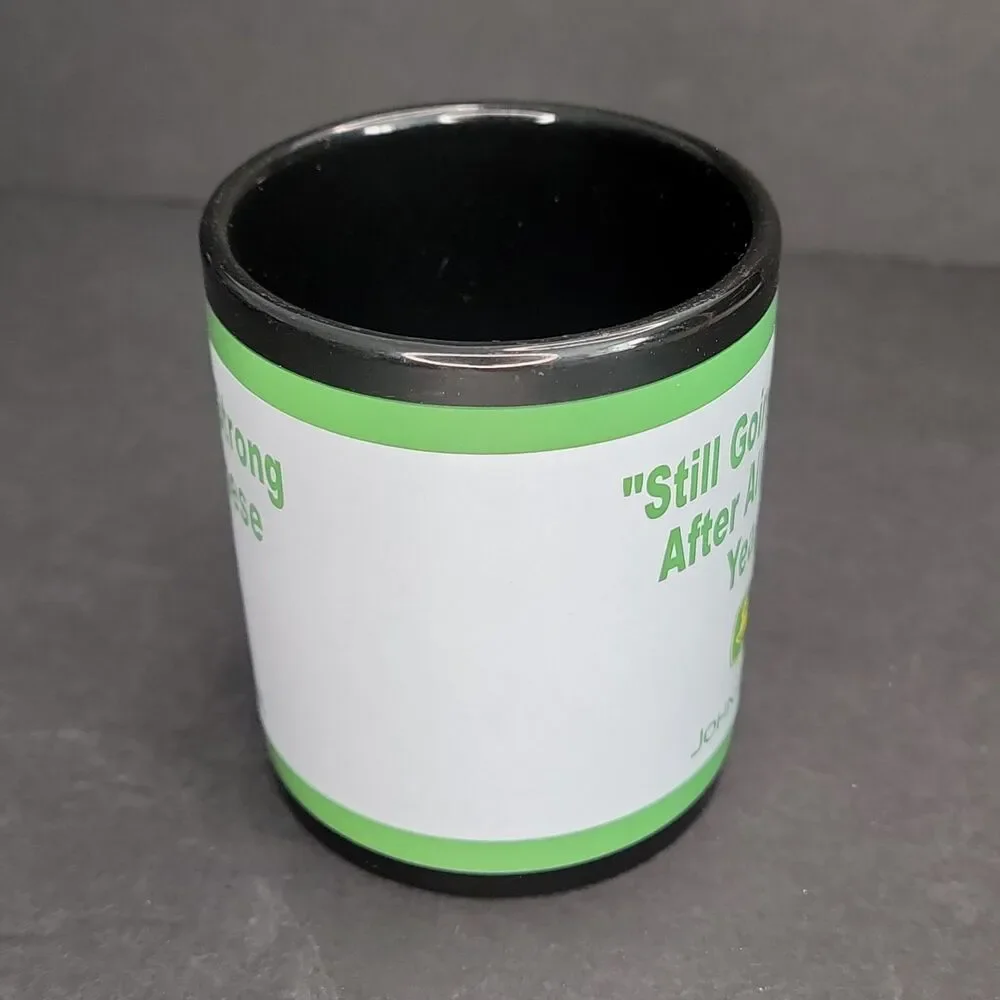 Vintage Enesco John Deere Coffee Mug Cup Still Going Strong Black Ceramic